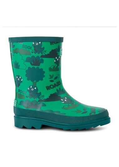 Regatta Stompy the Dinosaur Green Kids' Mudplay Junior II Waterproof Wellies