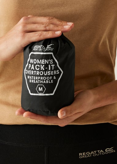 Regatta Black Pack It Waterproof Breathable Isolite Over Trousers