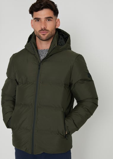 Threadbare Khaki Showerproof Hooded Puffer Jacket