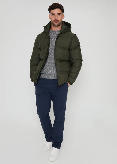 Threadbare Khaki Showerproof Hooded Puffer Jacket