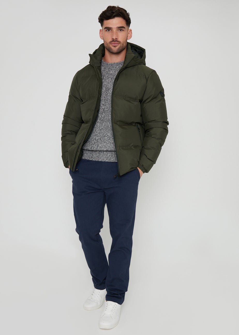 Threadbare Khaki Showerproof Hooded Puffer Jacket