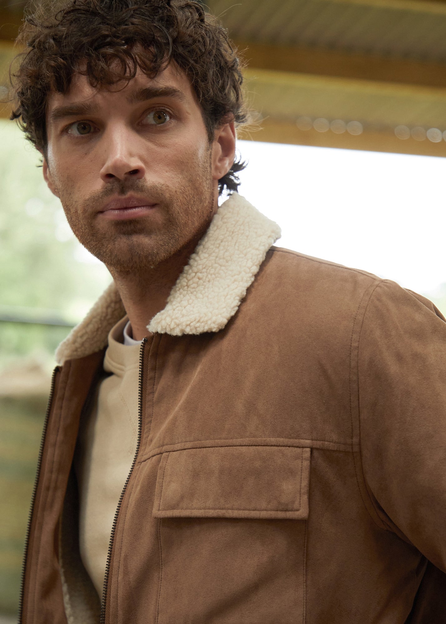 Threadbare Brown Faux Suede Borg Lined Jacket - Matalan