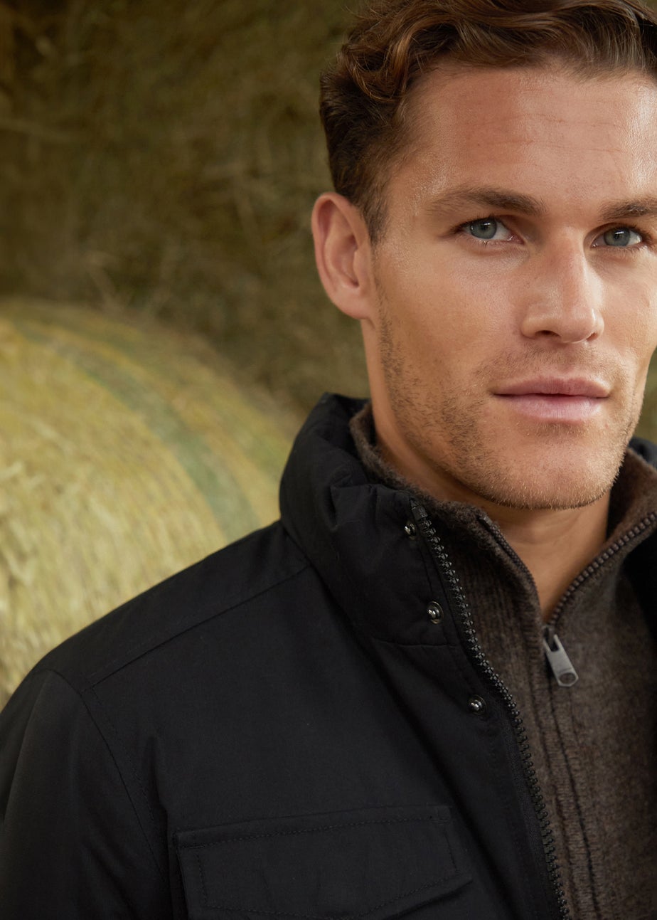 Threadbare Black Funnel Neck Utility Coat