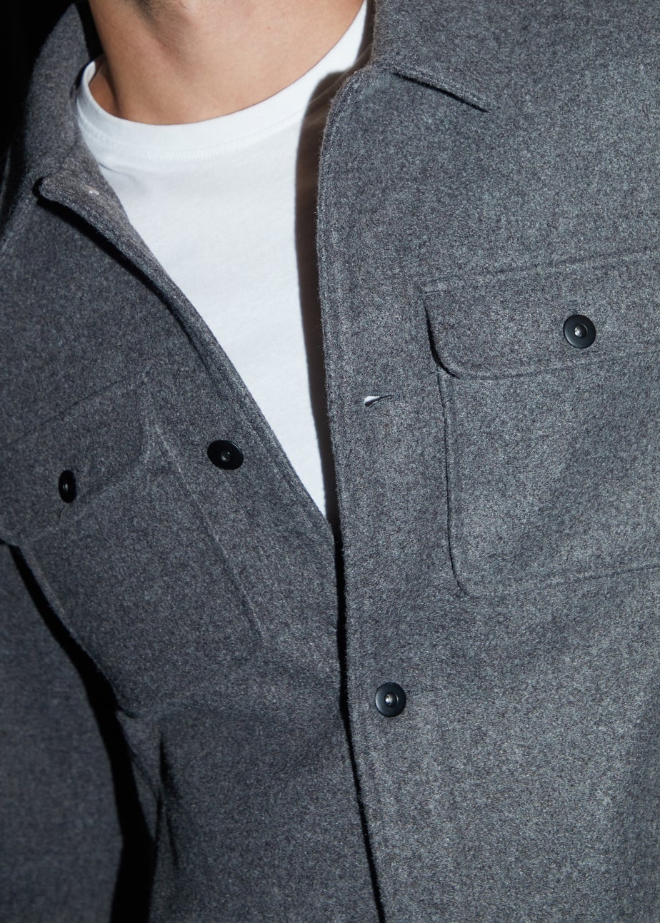 Threadbare Charcoal Brushed Button Up Shacket