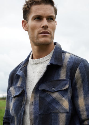 Threadbare Dark Blue Brushed Check Shacket