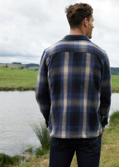 Threadbare Dark Blue Brushed Check Shacket