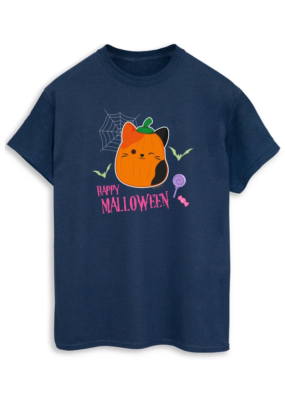 Squishmallows Navy Happy Malloween Boyfriend Fit T-Shirt