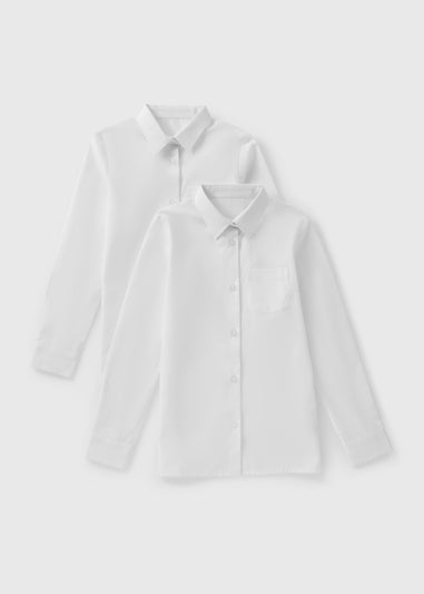 2 Pack Girls Slim Fit Long Sleeve Blouses (4-16yrs)