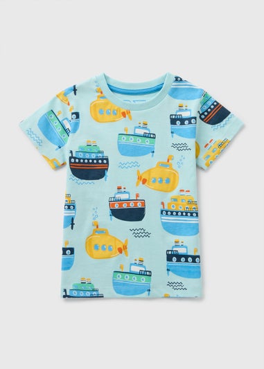 Boys Light Blue Boat T-Shirt (1-7yrs)