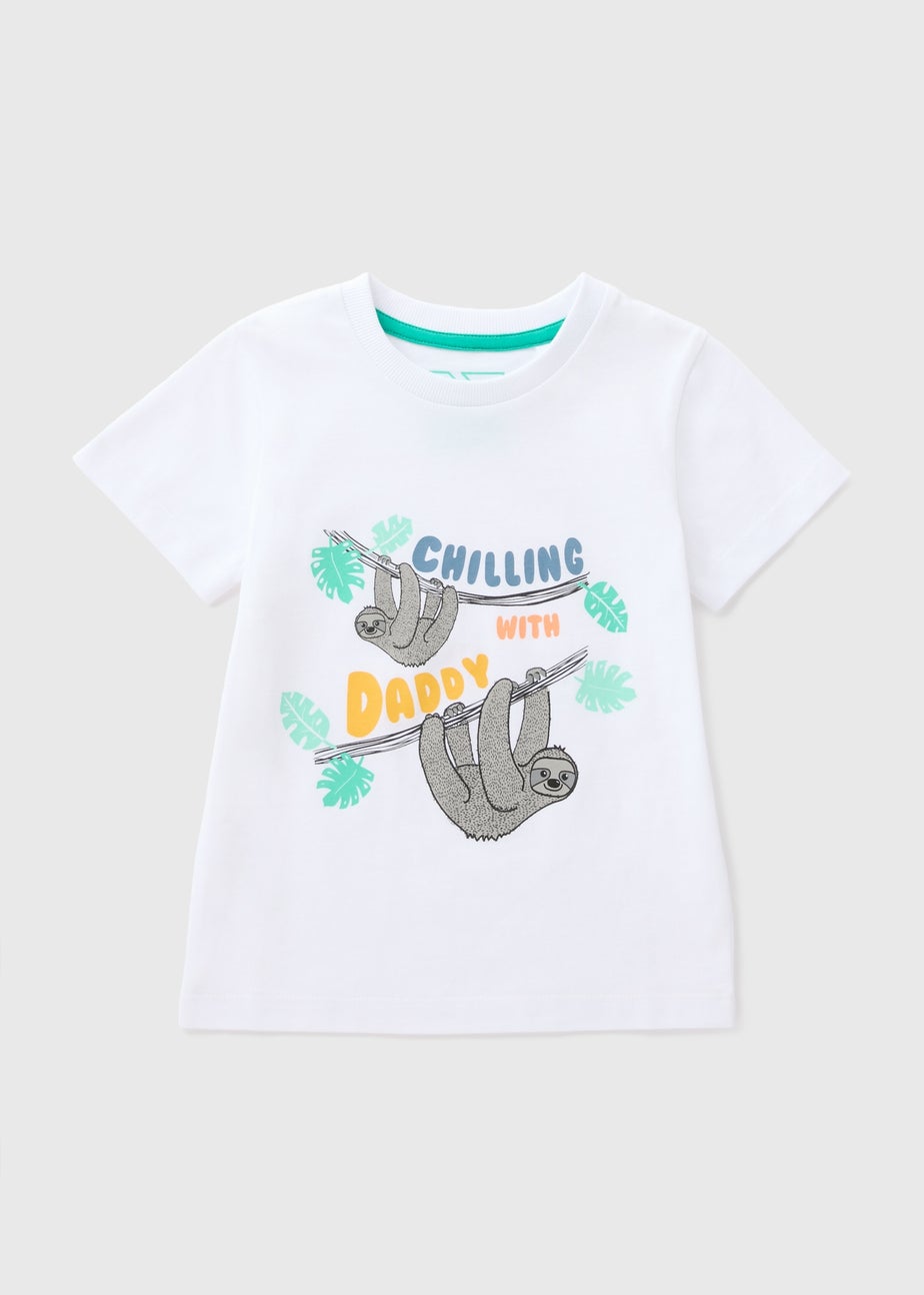 Boys White Daddy Sloth T-Shirt (1-7yrs)