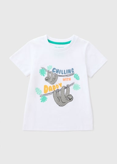 Boys White Daddy Sloth T-Shirt (1-7yrs)