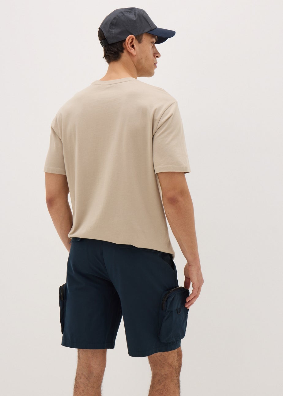 Navy Zip Parachute Cargo Shorts