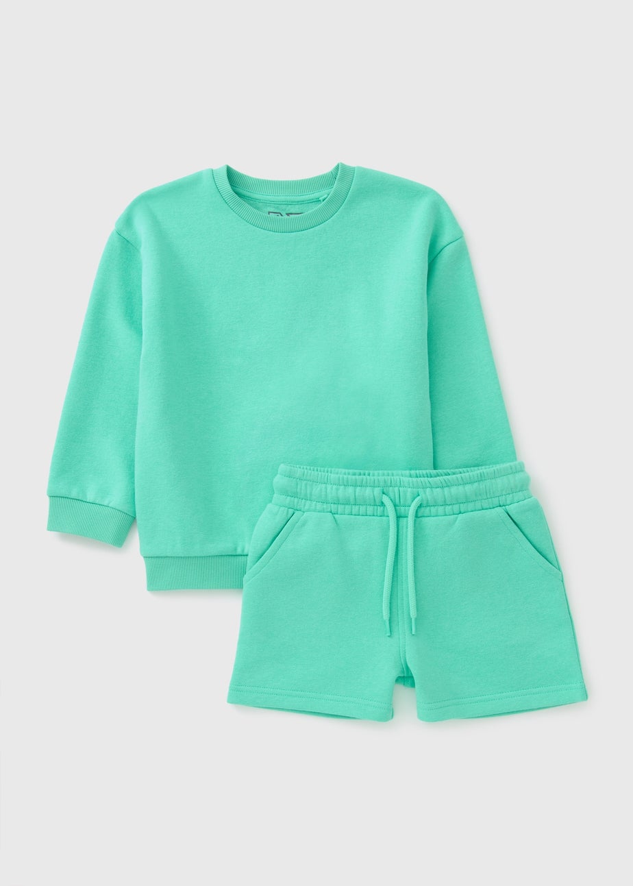 Boys Green Sweatshirt & Shorts Set (1-7yrs)