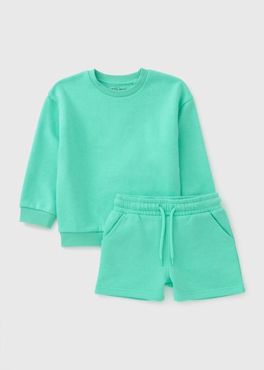 Boys Green Sweatshirt & Shorts Set (1-7yrs)