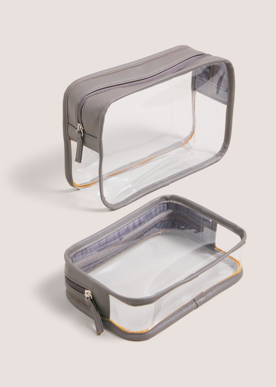 2 Pack Grey Clear Cosmetic Bag