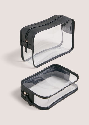 2 Pack Black Clear Cosmetic Bags