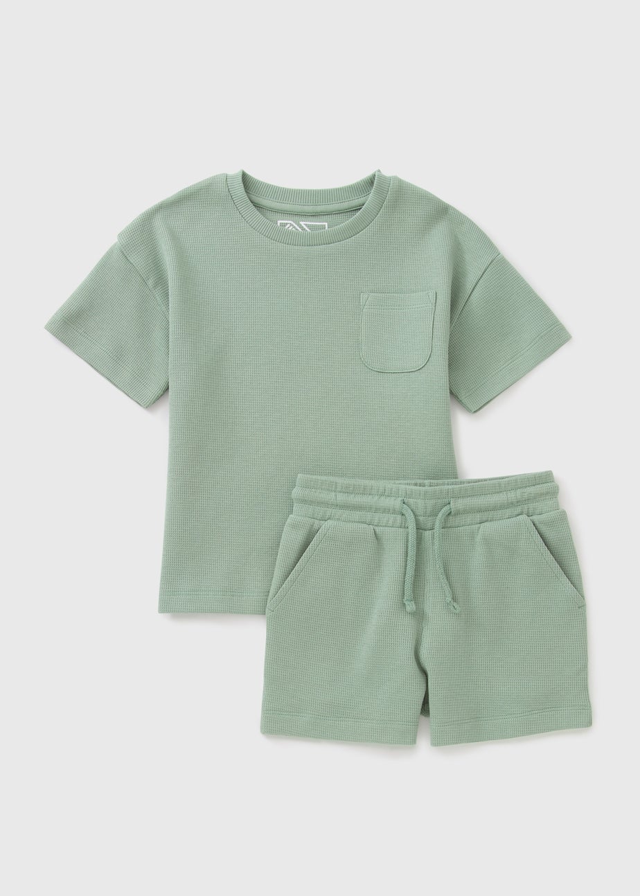 Boys Sage Waffle Top & Shorts Set (1-7yrs)