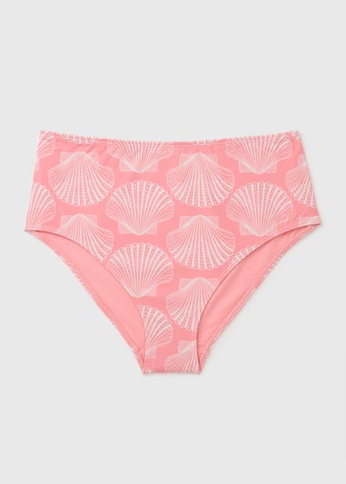 Peach Shell Print High Waisted Bikini Bottoms