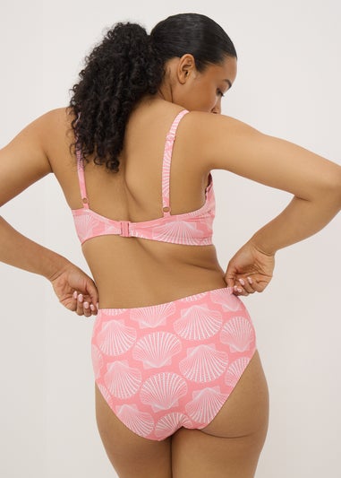 Peach Shell Print High Waisted Bikini Bottoms