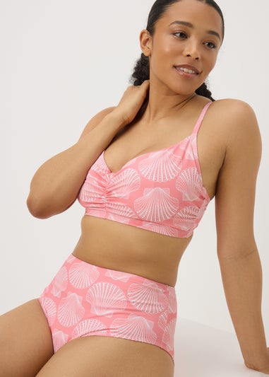 Peach Shell Print High Waisted Bikini Bottoms