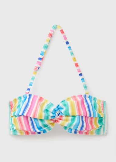 Multicolour Stripe Twist Bikini Top