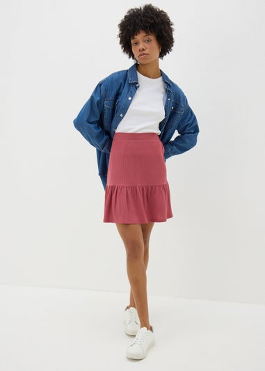 Raspberry Tiered Mini Skirt