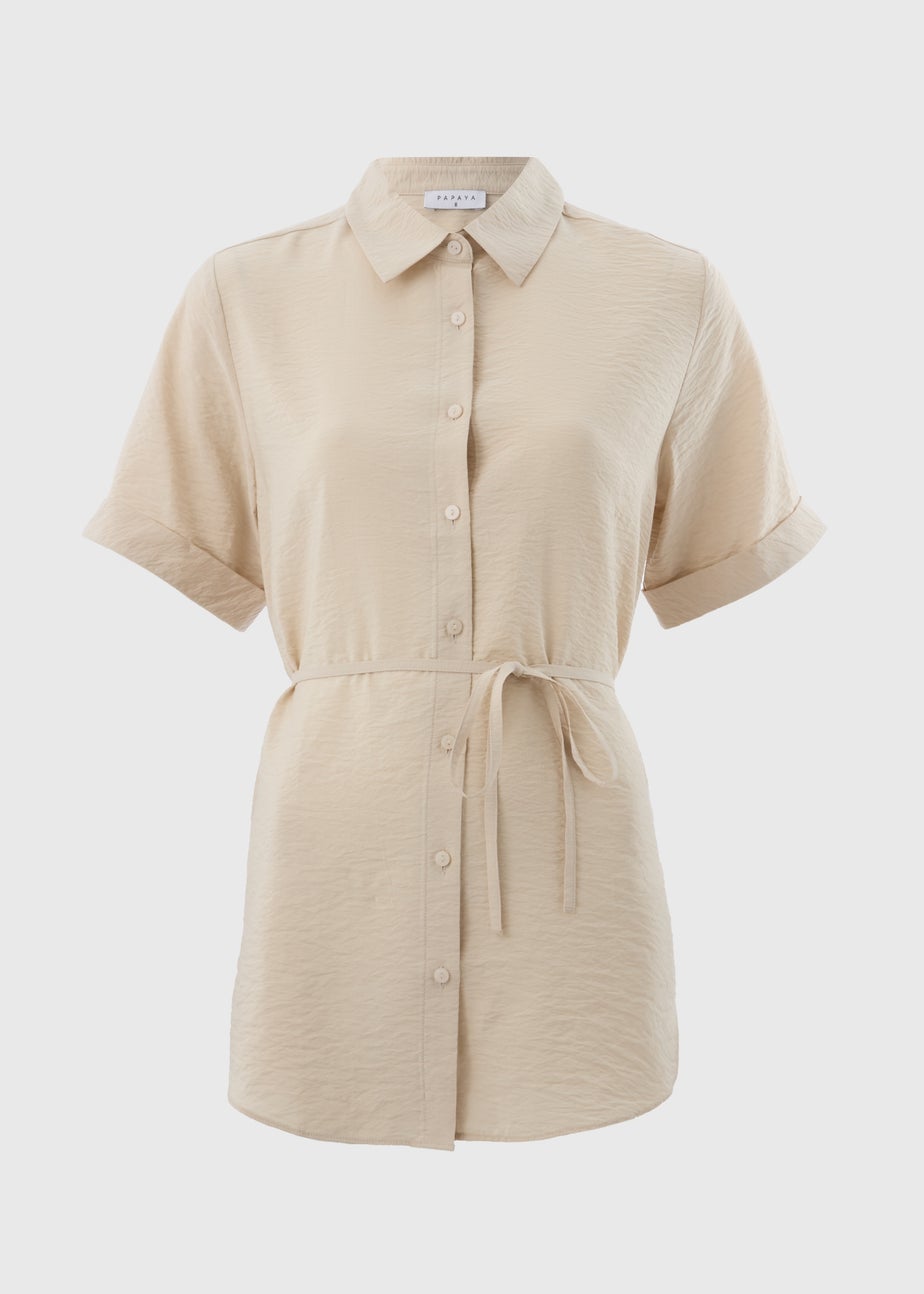 Stone Tie Waist Longline Shirt