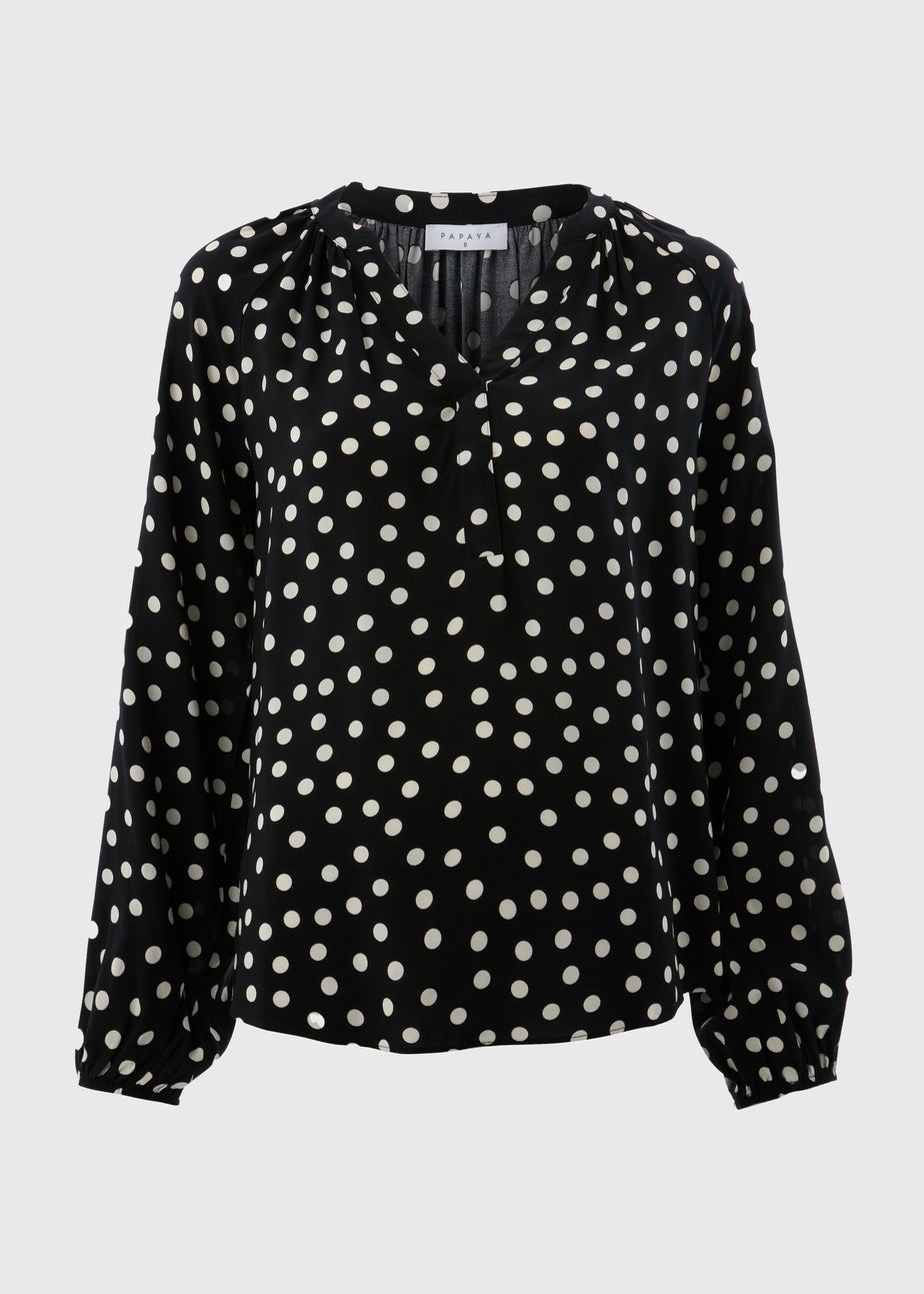 Black Spot Popover Blouse