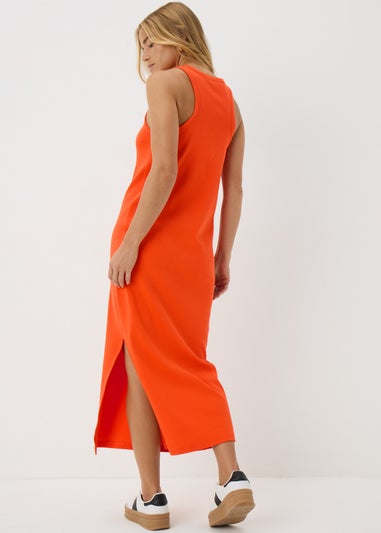 Red Racer Back Ribbed Midi Dress