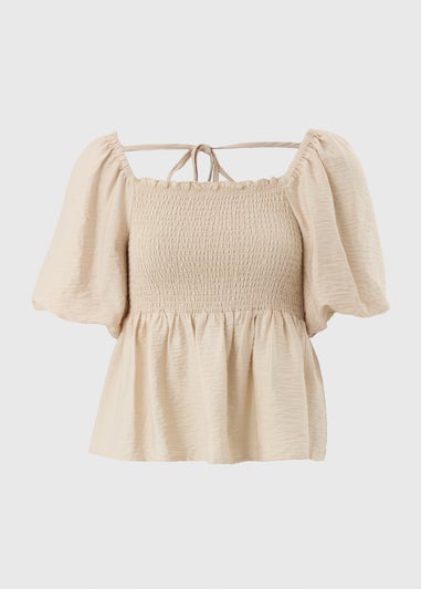 Stone Shirred Tie Back Blouse