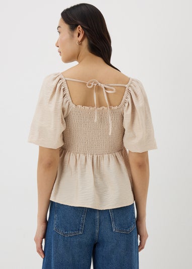 Stone Shirred Tie Back Blouse