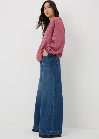 Raspberry Boho TexturedTie Neck Blouse