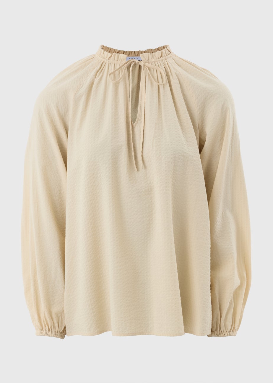 Stone Boho Tie Neck Blouse