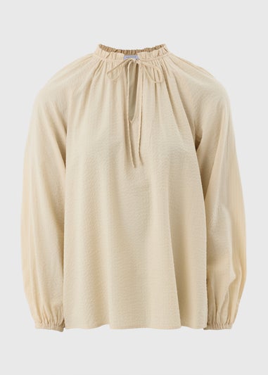 Stone Boho Tie Neck Blouse