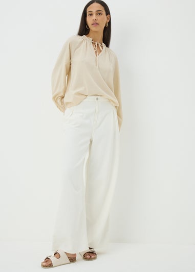 Stone Boho Tie Neck Blouse