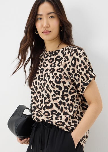 Brown Leopard Print Pocket Box Top