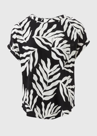 Black Monochrome Leaf Pocket Box Top