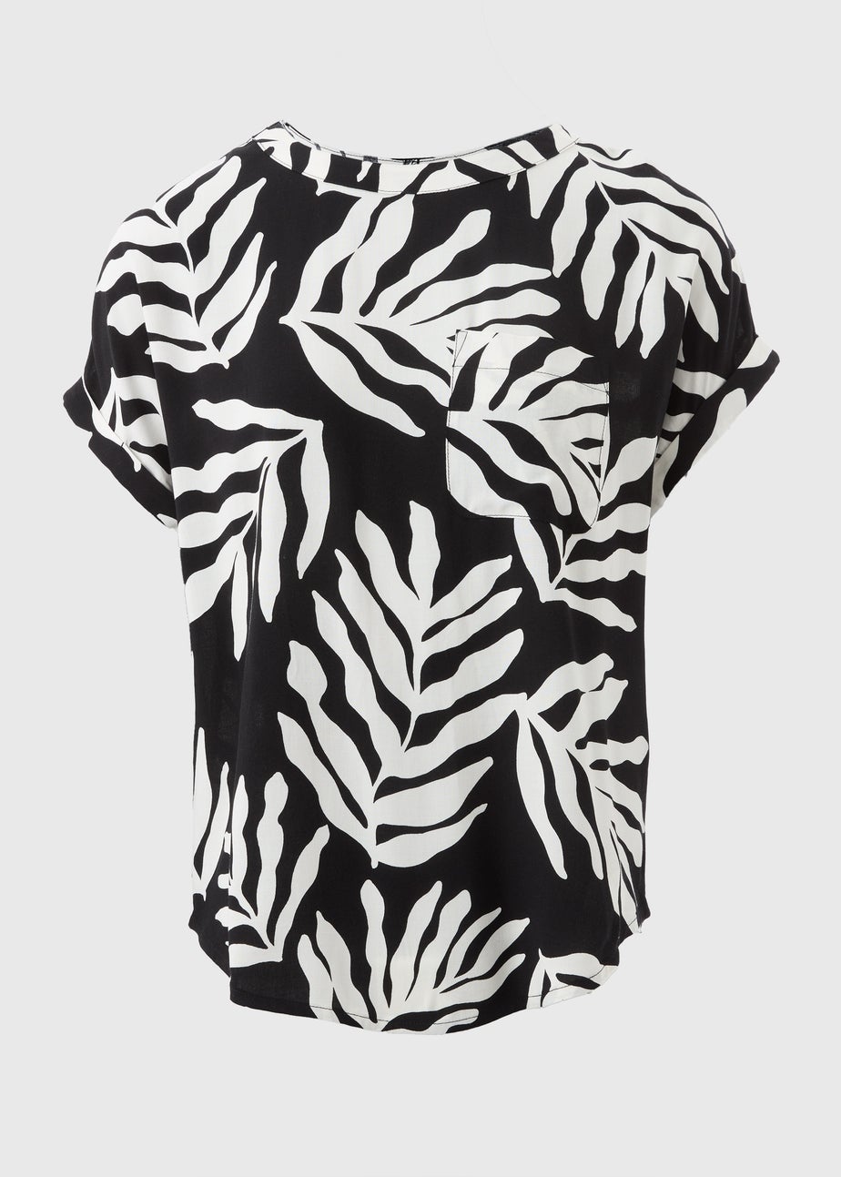 Black Monochrome Leaf Pocket Box Top