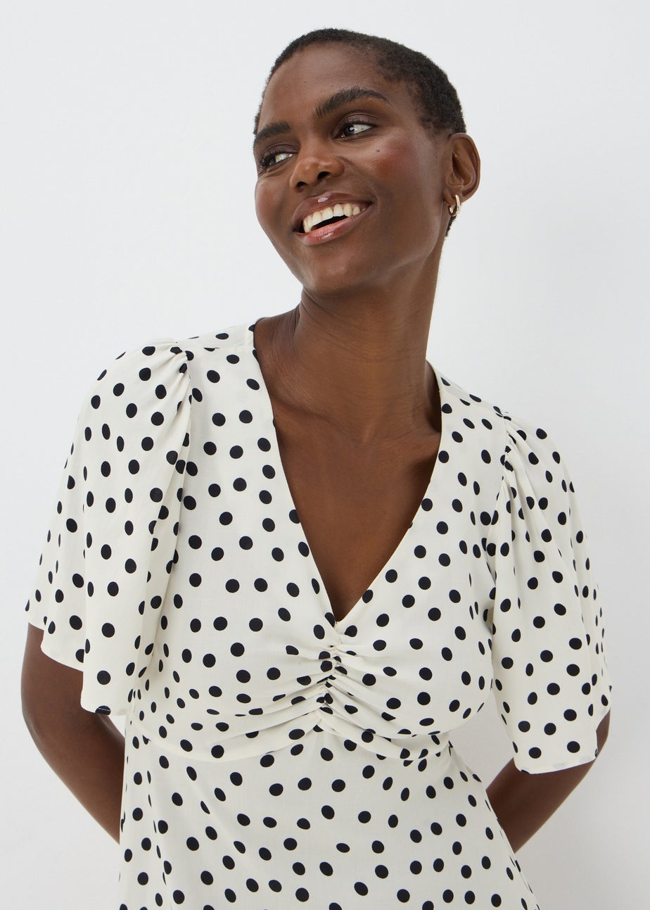 Cream Polka Dot Mini Dress