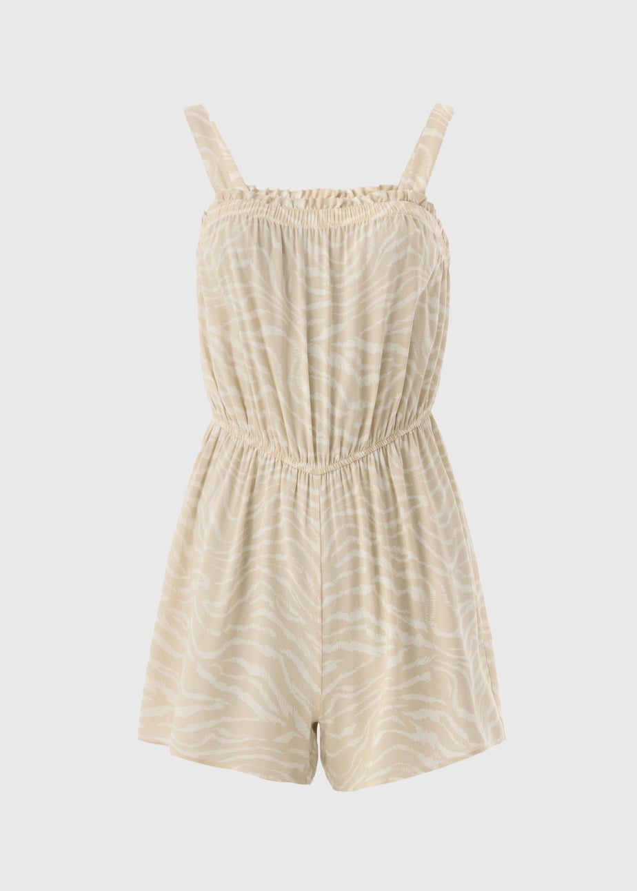 Brown Animal Print Playsuit