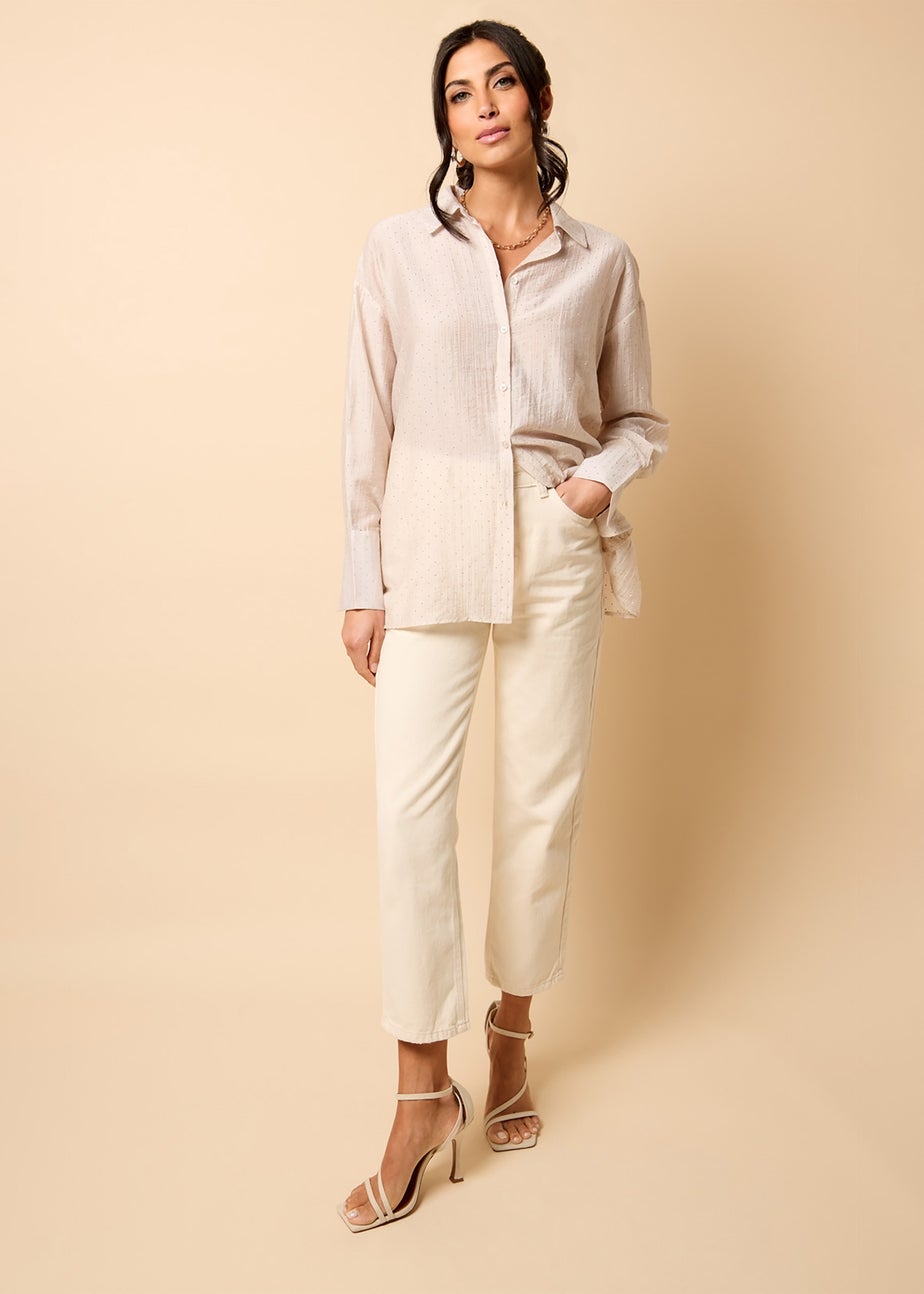 Little Mistress Cream Gem Chiffon Shirt by Vicky Pattison