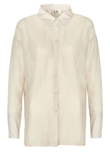 Little Mistress Cream Gem Chiffon Shirt by Vicky Pattison