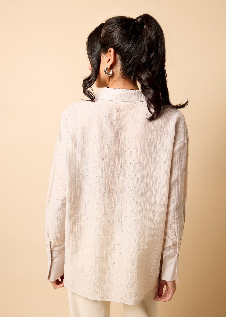 Little Mistress Cream Gem Chiffon Shirt by Vicky Pattison