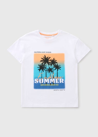 Boys White Summer Ombre T-Shirt (7-15yrs)