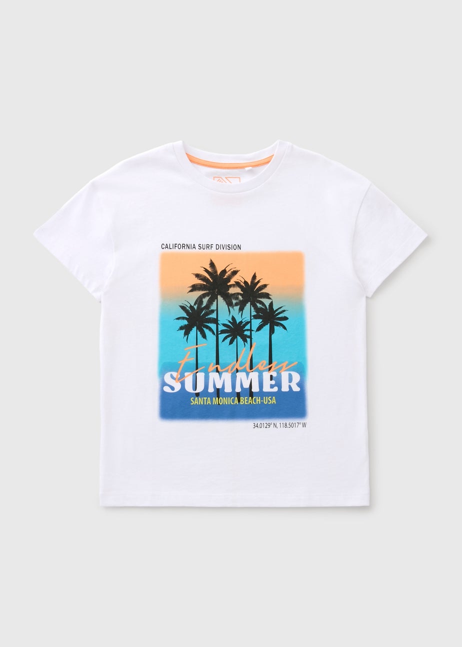 Boys White Summer Ombre T-Shirt (7-15yrs)