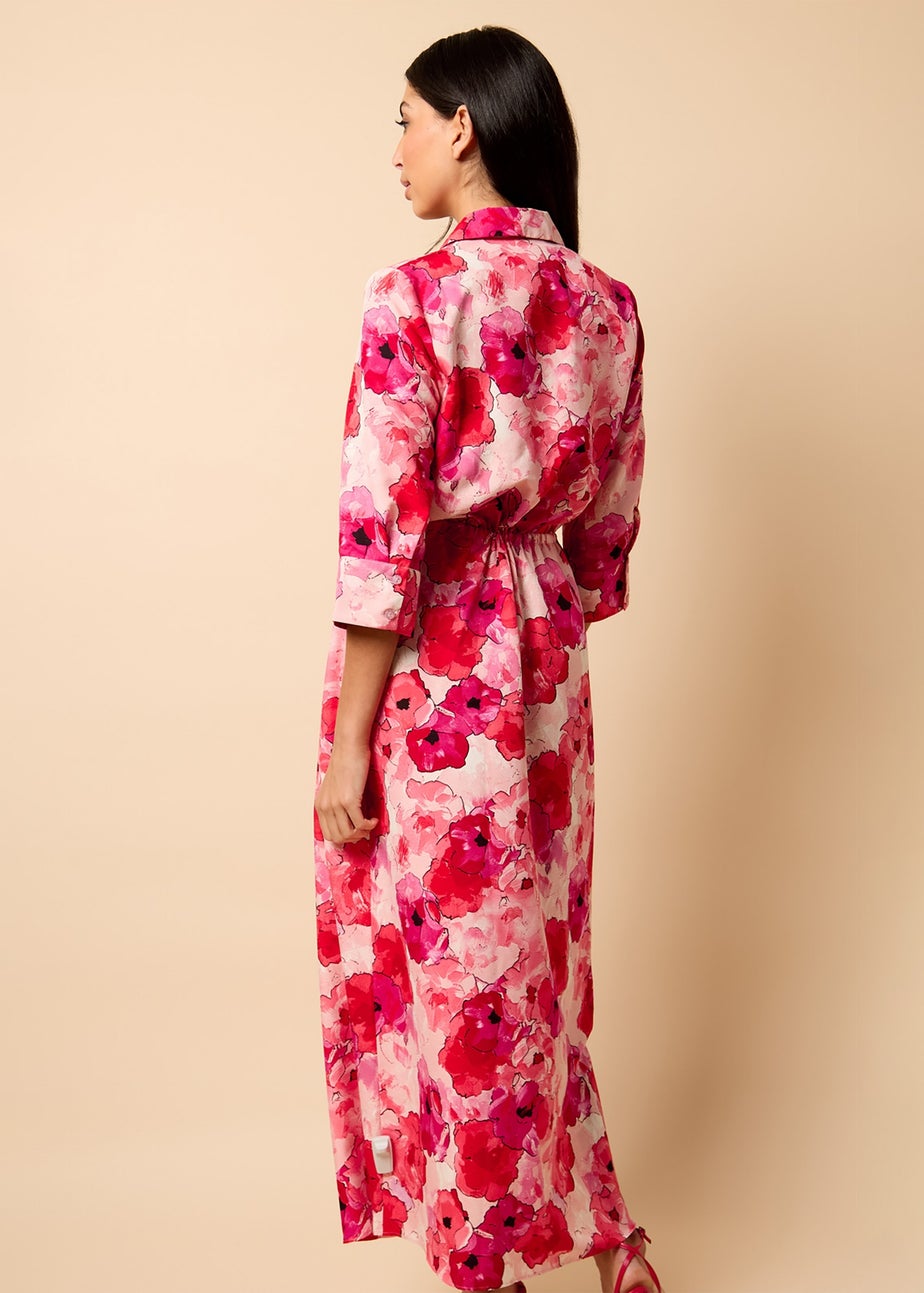 Little Mistress Red Floral Maxi Shirt Dress by Vicky Pattison