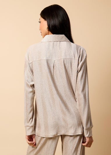 Little Mistress Oyster Co Ord Plisse Shirt by Vicky Pattison