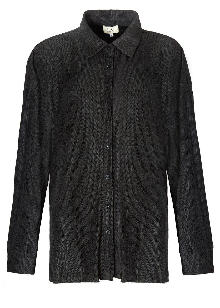Little Mistress Black Co Ord Plisse Shirt by Vicky Pattison