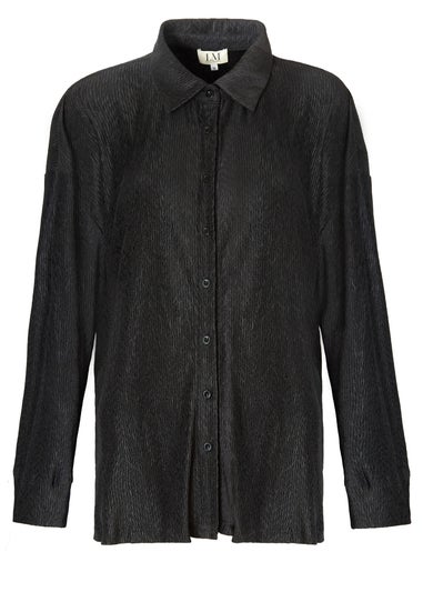 Little Mistress Black Co Ord Plisse Shirt by Vicky Pattison