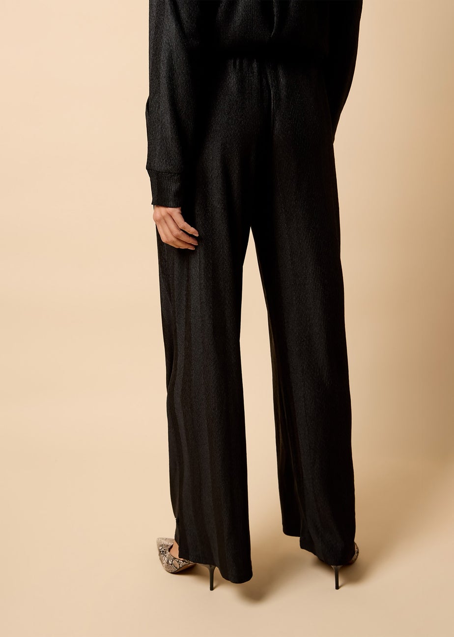 Little Mistress Black Co Ord Plisse Trousers by Vicky Pattison